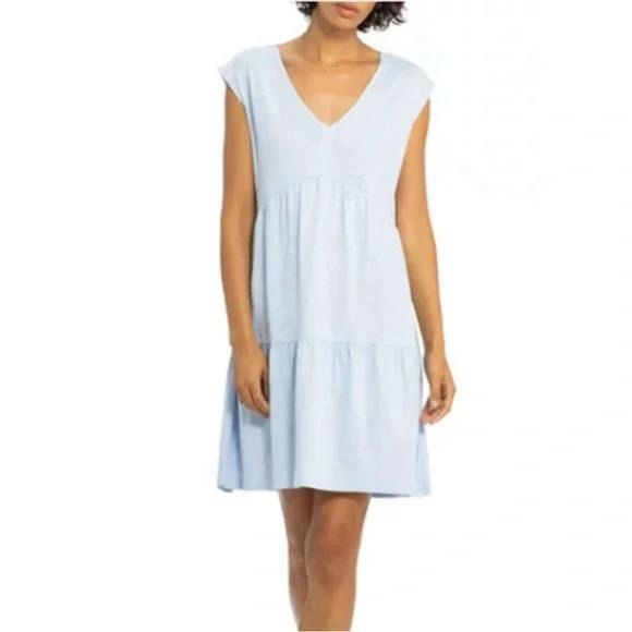 Light Blue V-Neck Dress - Picture 1 of 1